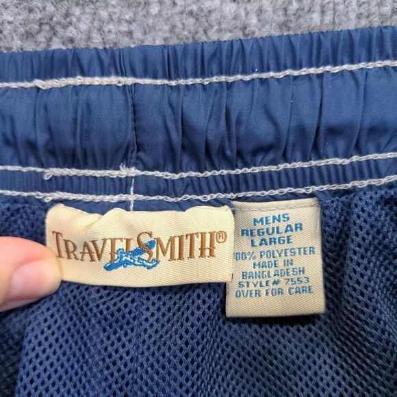 Travel Smith Men's Track Pants Blue Large Drawstring Waist Ankle Zip Mesh Lined - Picture 9 of 12